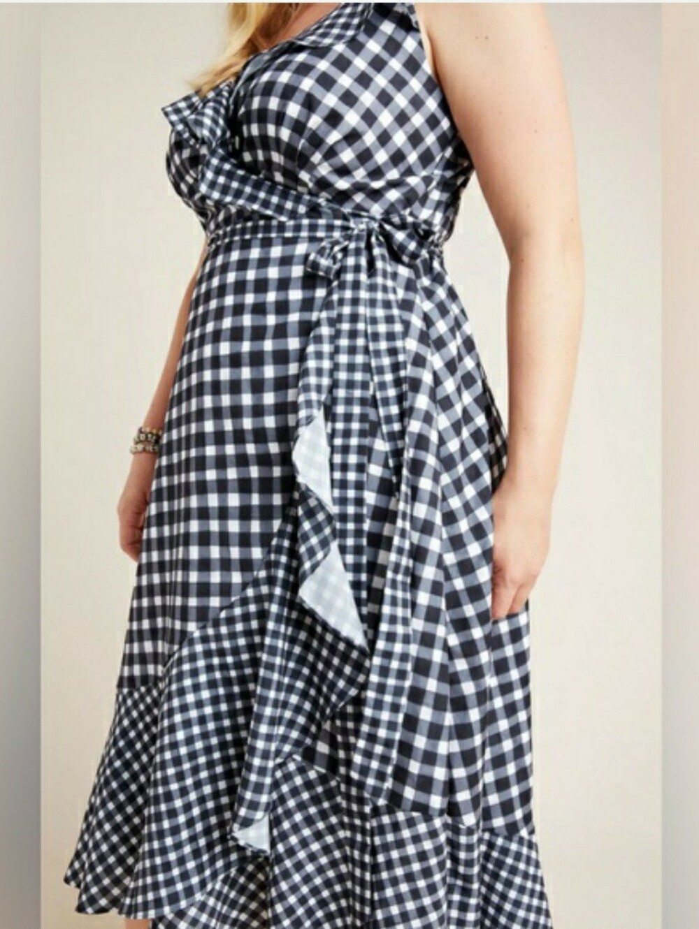 Hutch Gingham Ruffle Wrap Dress Size 2X Anthropologie Plus Size